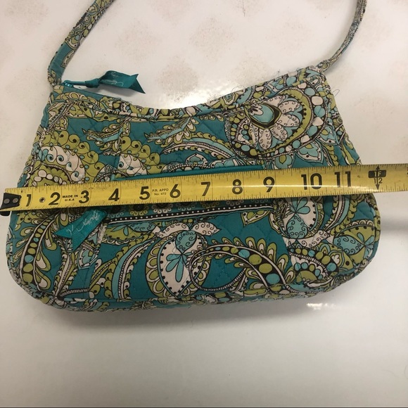 VERA BRADLEY Aqua Lime Green & White Shoulder Bag Island 🌴 Blooms Retired - Picture 5 of 11